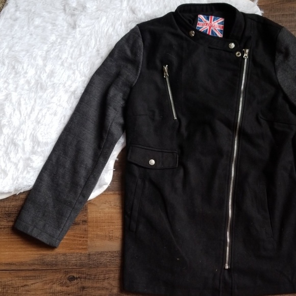 Miss London Jacket Large EUC Black Grey Pockets - Picture 3 of 8